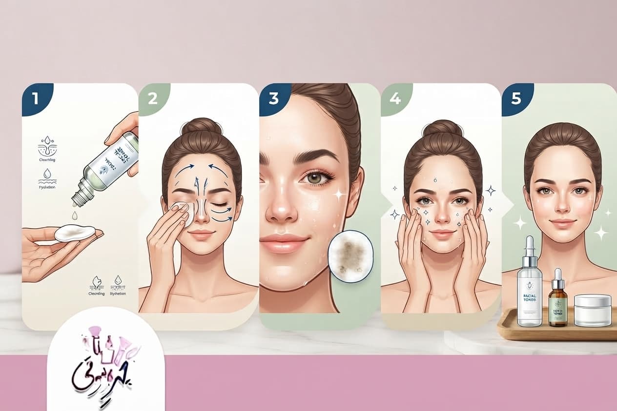 نحوه استفاده از تونر 3 ابتدا آرایش و ضدآفتاب را پاک کنید