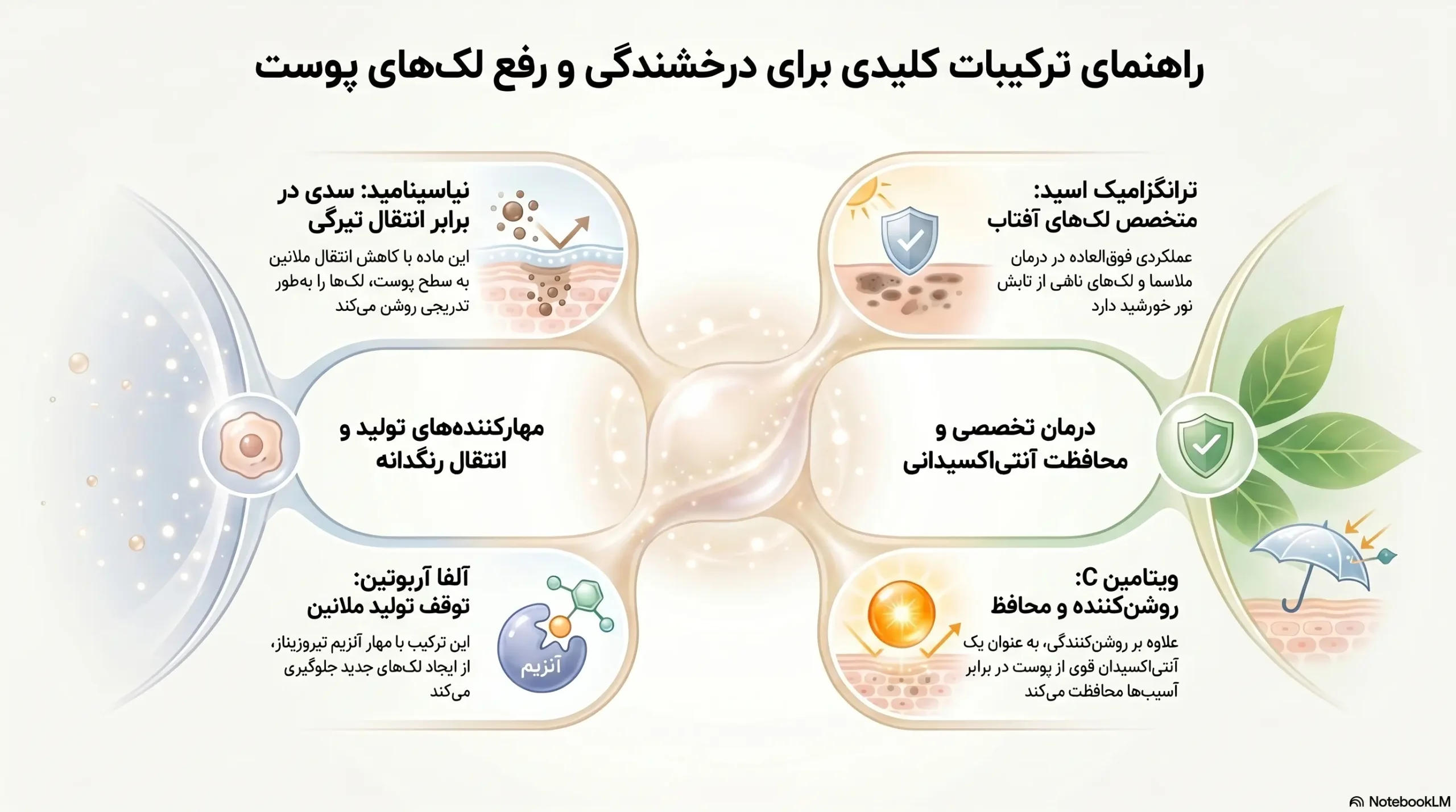 بهترین کرم ضد لک بدون بازگشت؛ معرفی مؤثرترین کرمهای ضد لک برای پوستی شفاف و یکدست 5 مهمترین ترکیبات در بهترین کرمهای ضد لک